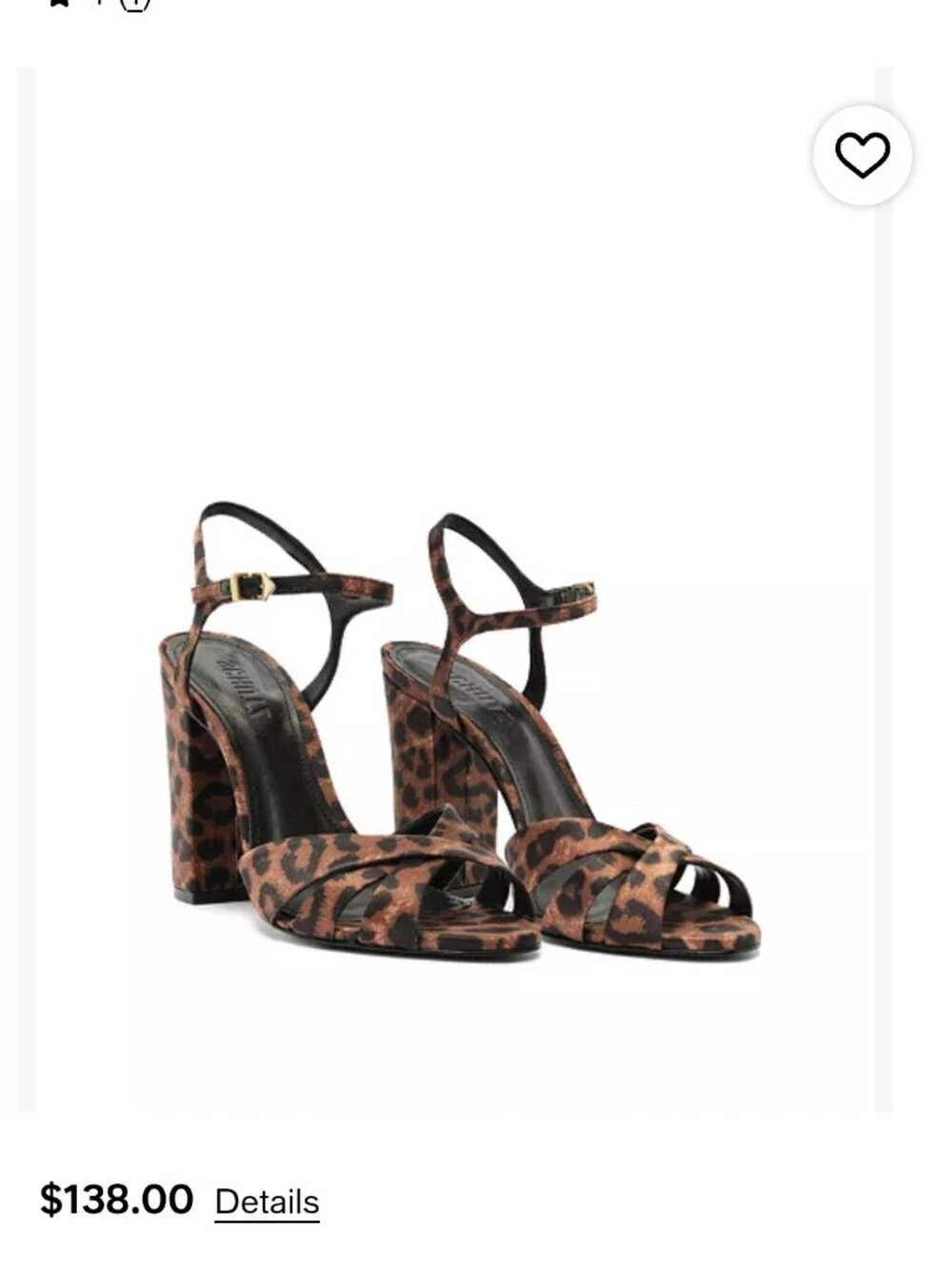 Schutz Wild Satin Animal Print Keefa Block Sandal Heel - Picture 6 of 11